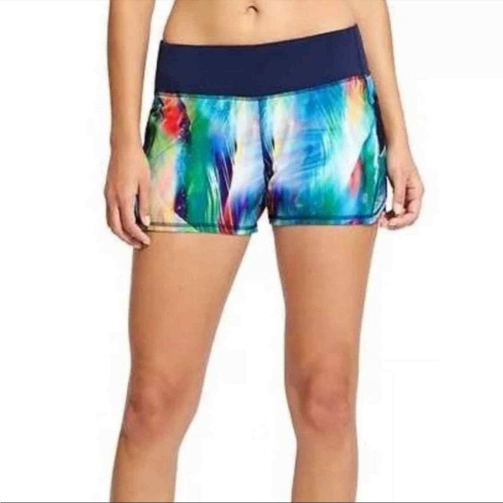 Athleta Tropea Ready Set Shorts Colorful Tie Dye Panty Secure Zip Pocket XXS